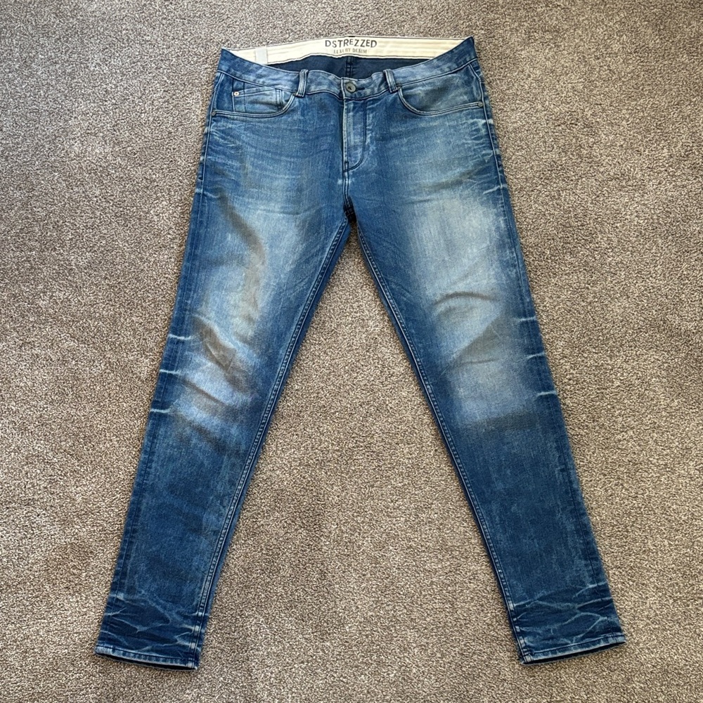 Distressed Blue Skinny Jeans for Men